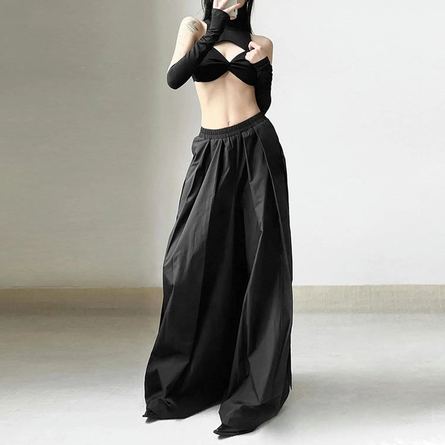 Spring and summer new women's street fashion high waist loose casual wide leg pants women