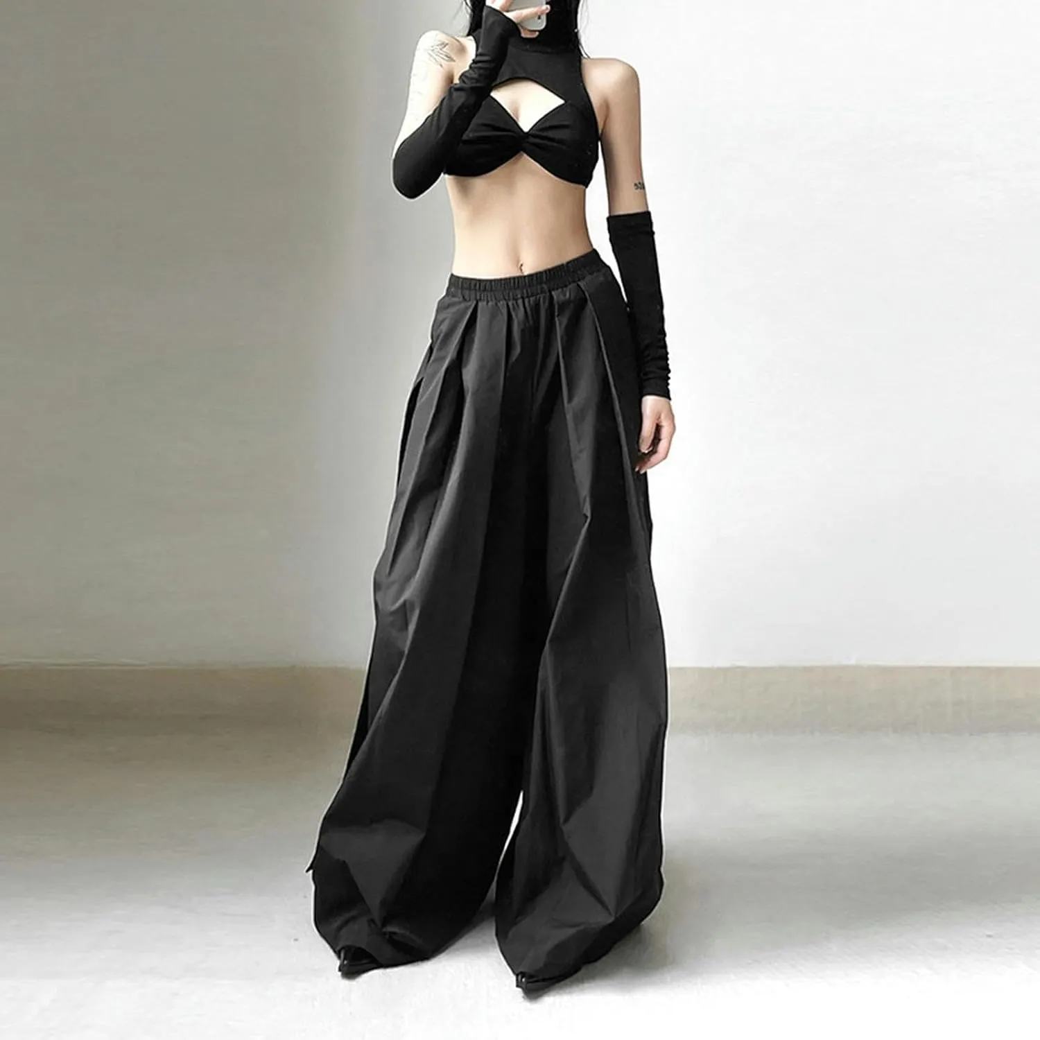 Spring and summer new women's street fashion high waist loose casual wide leg pants women