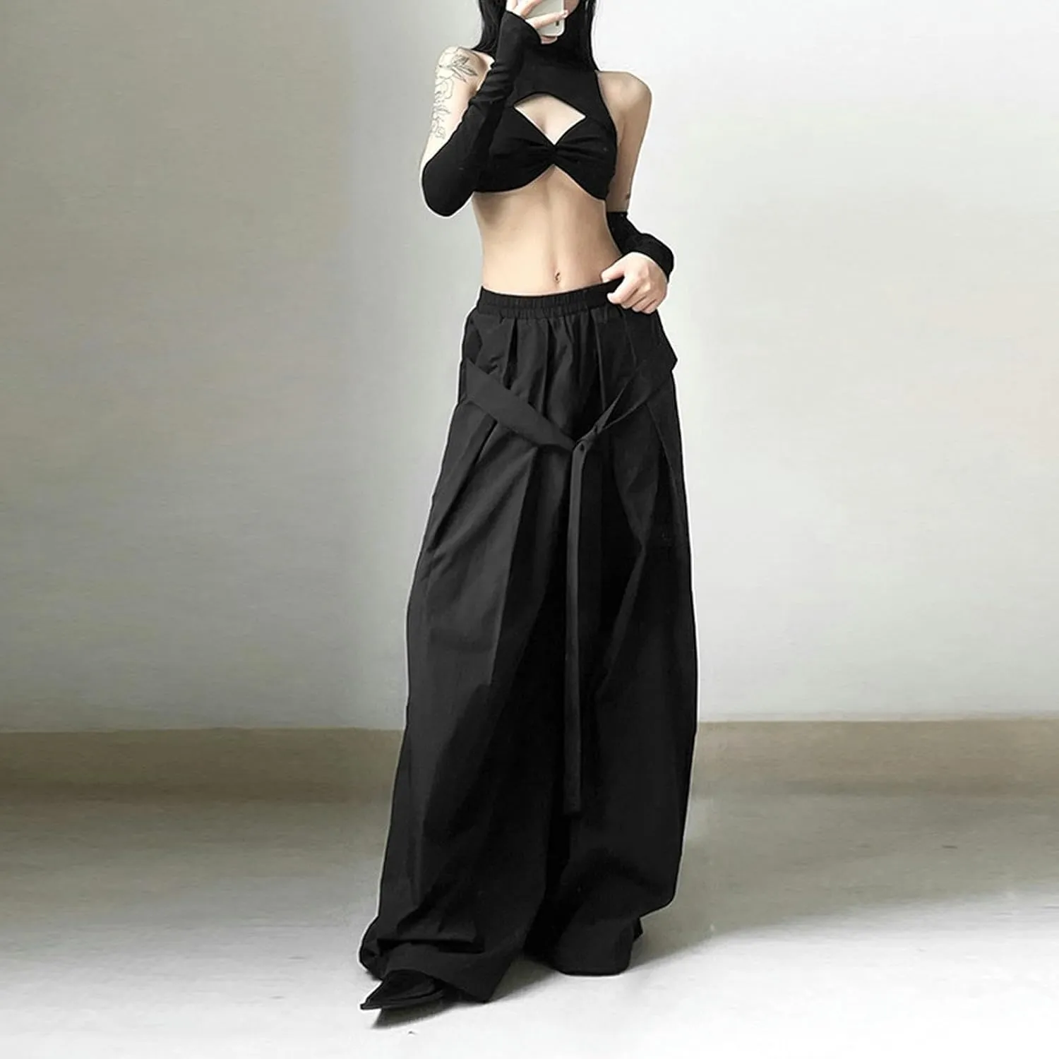 Spring and summer new women's street fashion high waist loose casual wide leg pants women