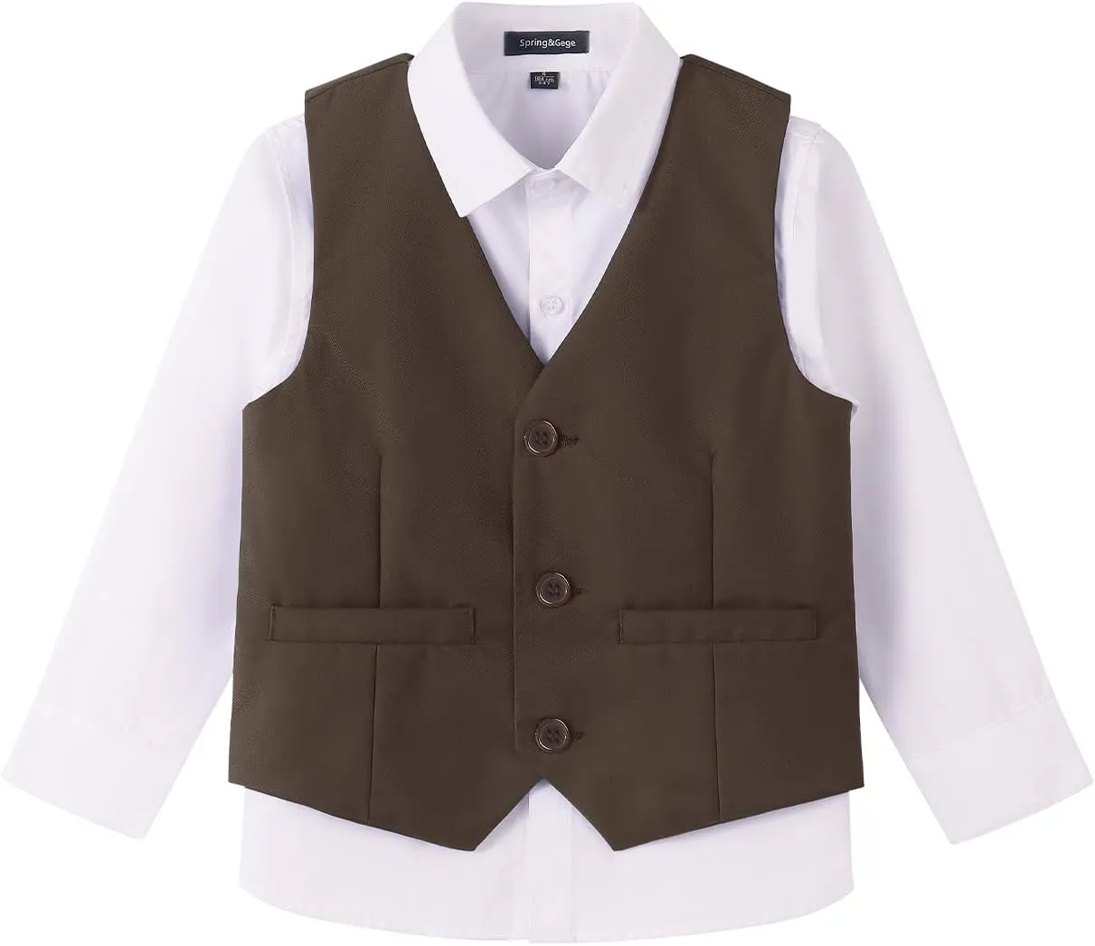 Spring&Gege Boy's Formal Suit Vest Solid Dress Waistcoat Vest with Pockets, Size 4-14 Years