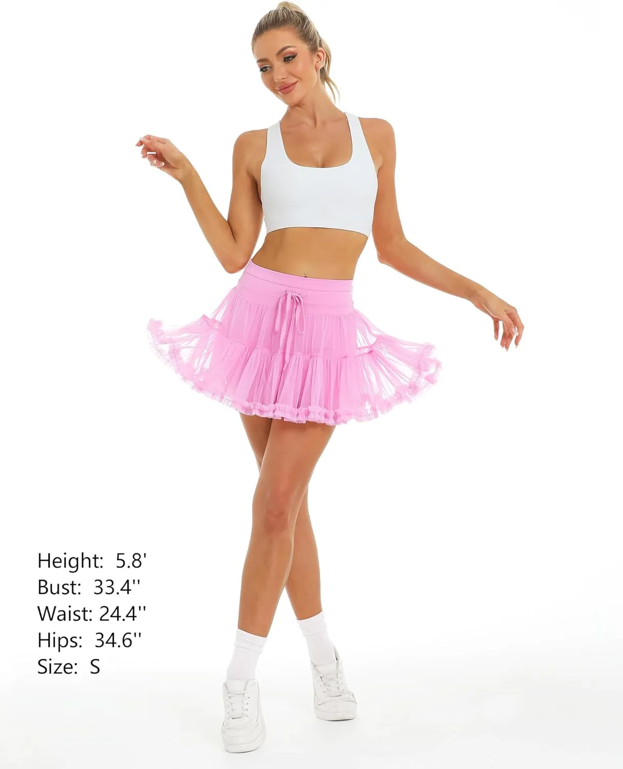 Stelle Women's High Waist Athletic Skorts with Shorts Pockets Ruffle Hem Flowy Skirts Mini Tiered Short Skirt Casual Summer