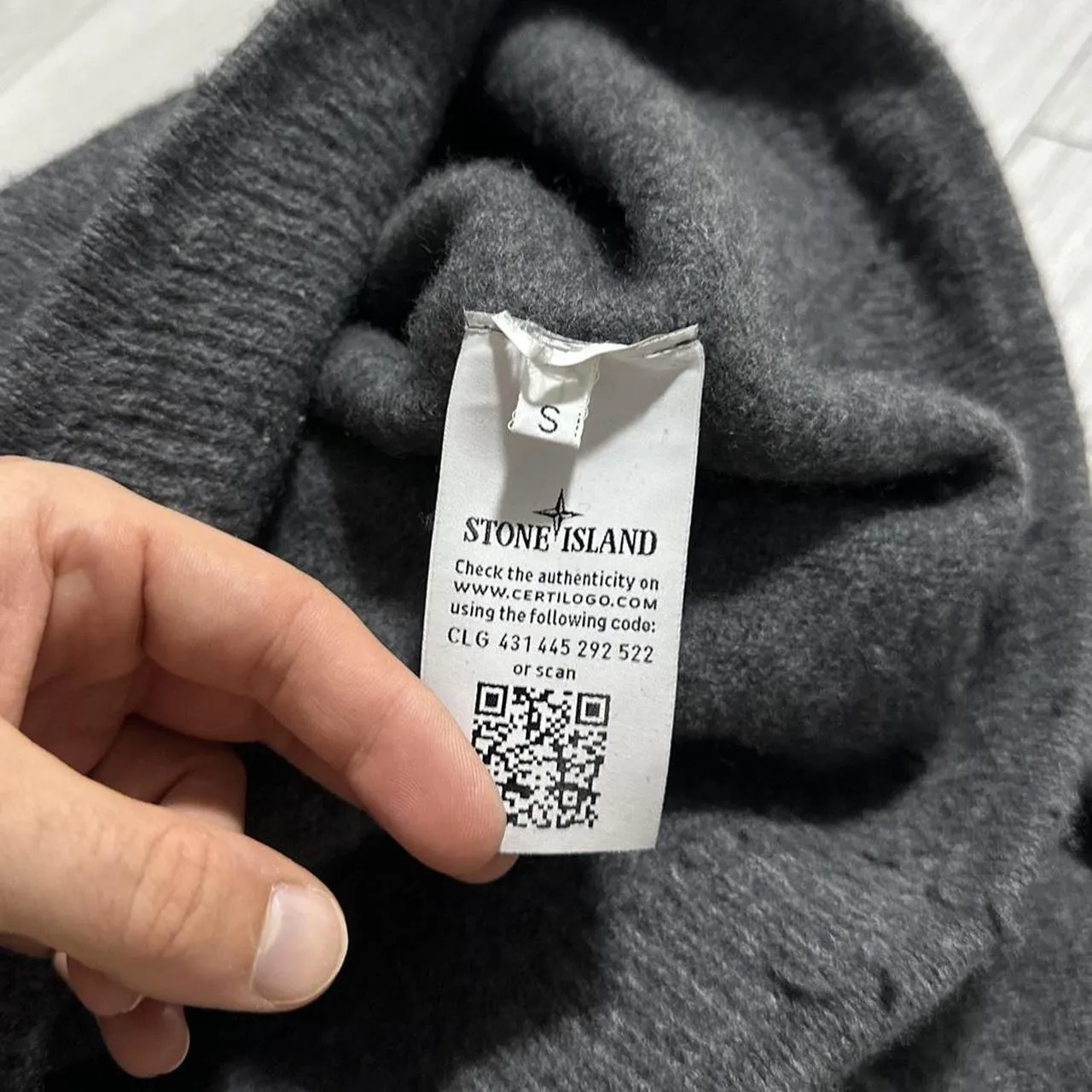 Stone Island Grey Wool Pullover Crewneck
