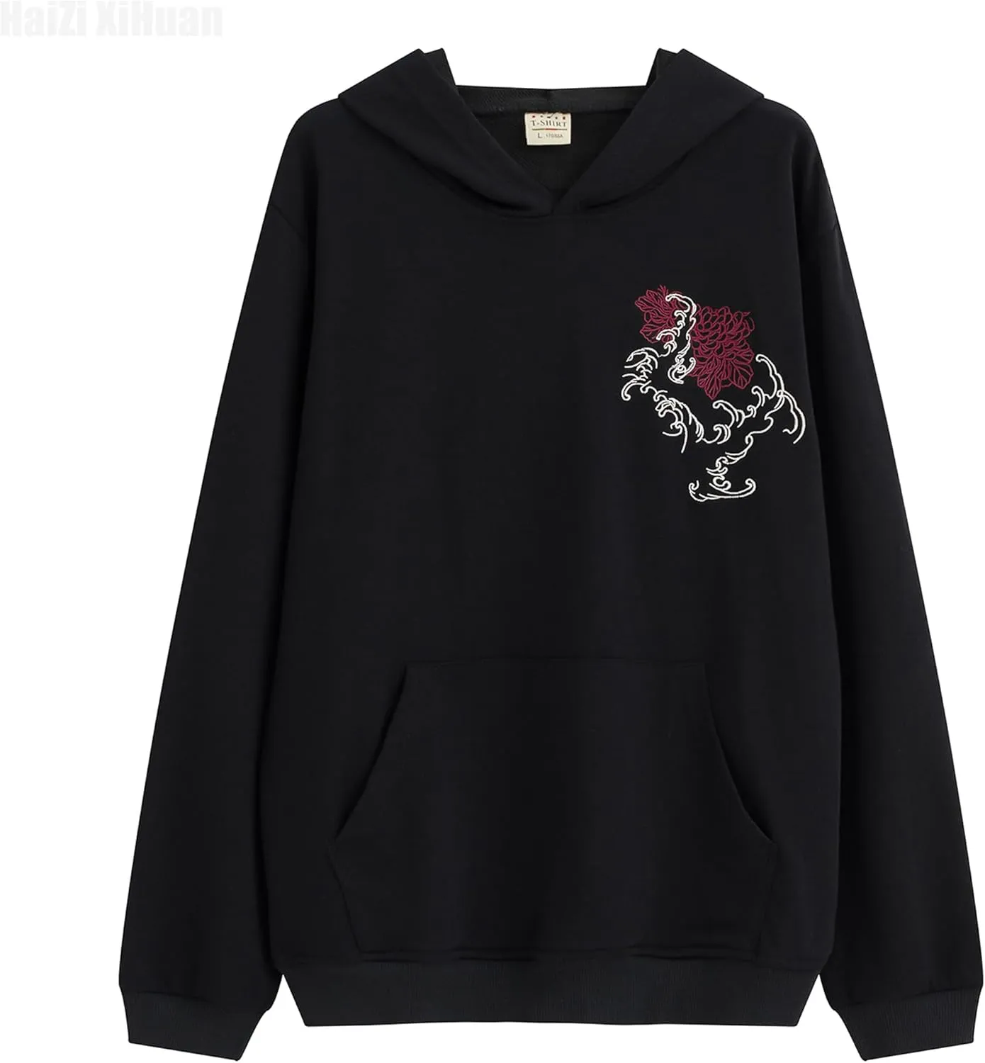 Streetwear Men's Dragon Embroidered Heavyweight Graphic Hoodies Japanese Techwear baggy Anime Hoodie