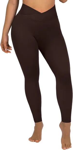 SUUKSESS Women Crossover Seamless Leggings Butt Lifting High Waisted Workout Yoga Pants