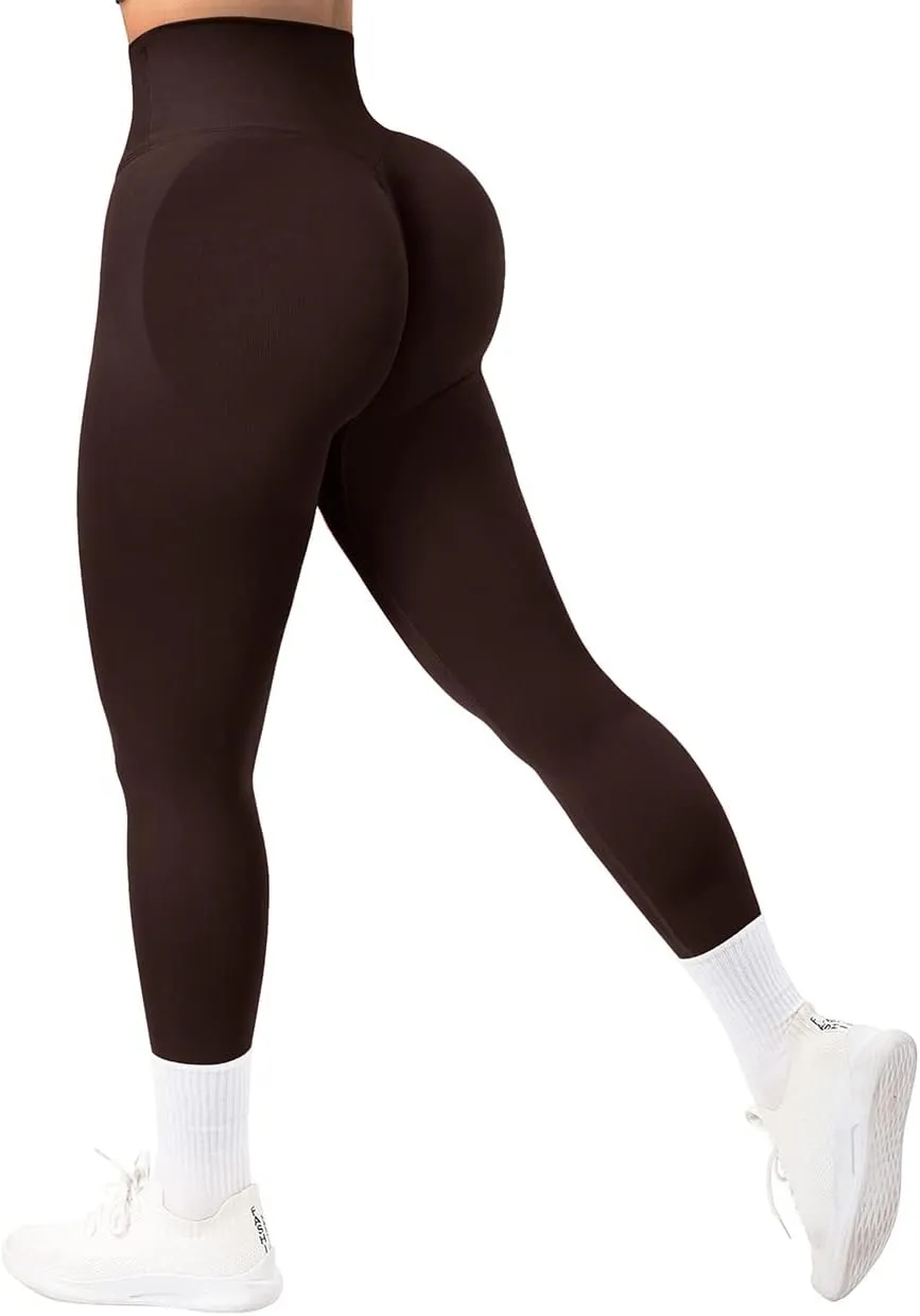 SUUKSESS Women Crossover Seamless Leggings Butt Lifting High Waisted Workout Yoga Pants