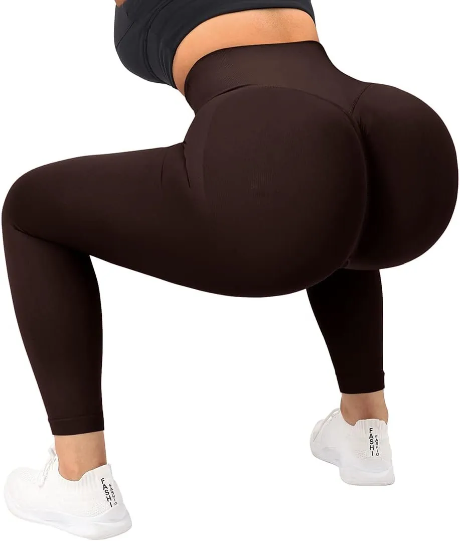SUUKSESS Women Crossover Seamless Leggings Butt Lifting High Waisted Workout Yoga Pants