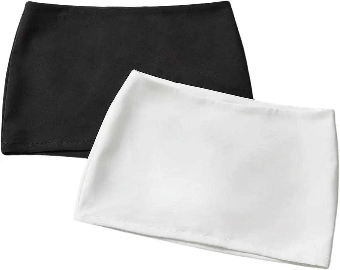 SweatyRocks Women's 2 Pack Pencil Mini Skirts with Underneath Shorts Skort