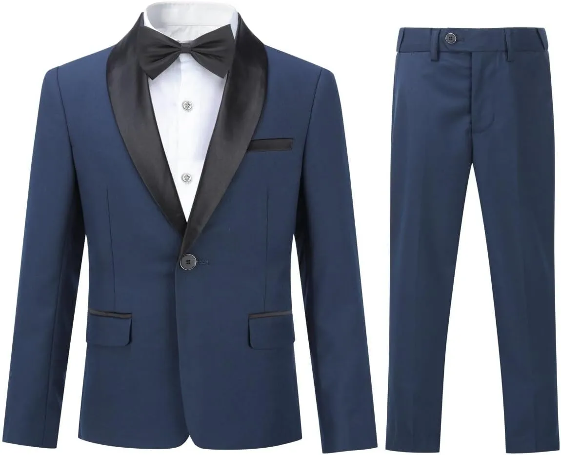 SWOTGdoby Boys Suits 2 Piece Slim Fit Suit Set Shawl Lapel Blazer Tux Jacket Pants Formal Dress Tuxedo Suits for Boy