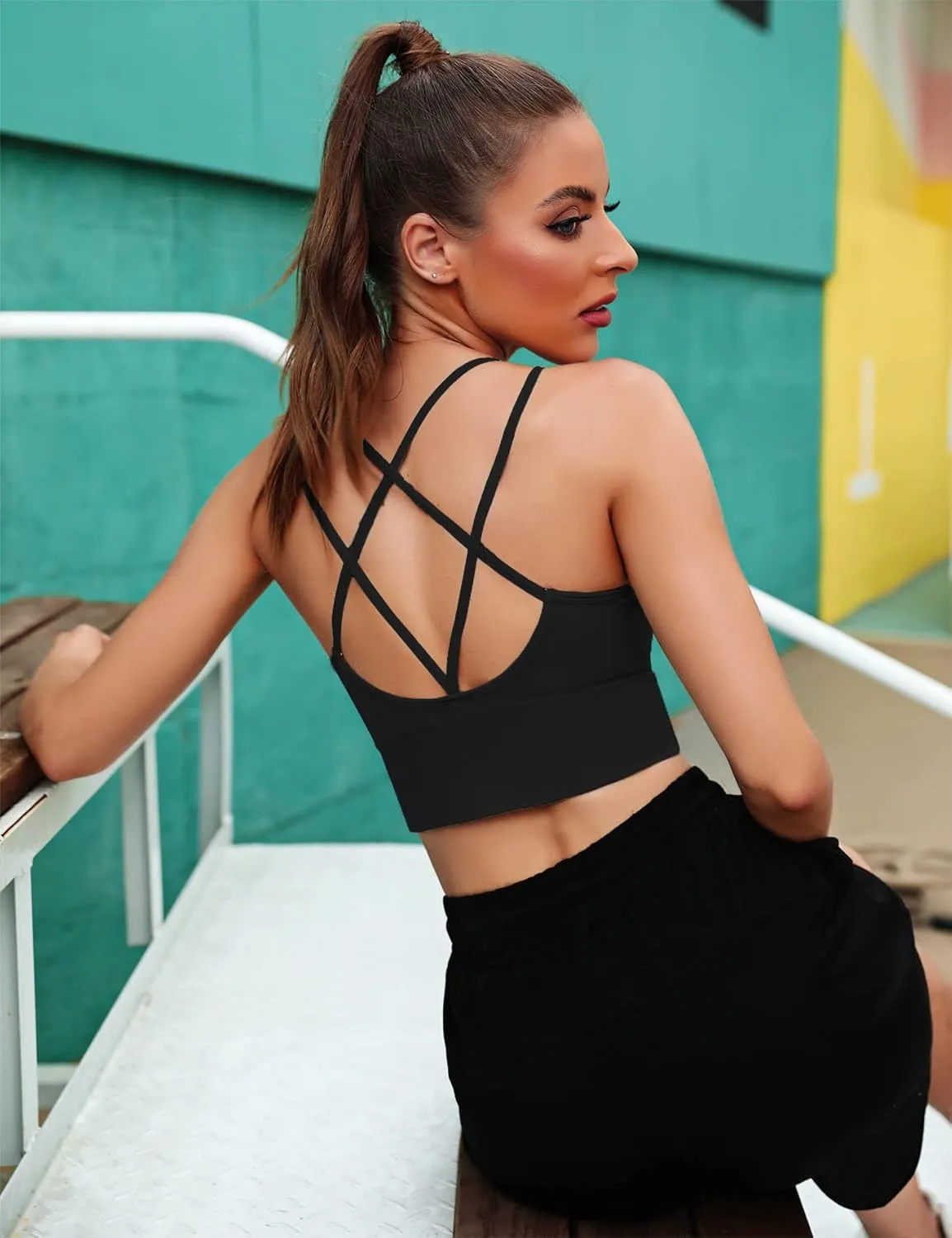 Sykooria 3 Pack Strappy Sports Bra for Women Sexy Crisscross for Yoga Running Athletic Gym Workout Fitness Tank Tops
