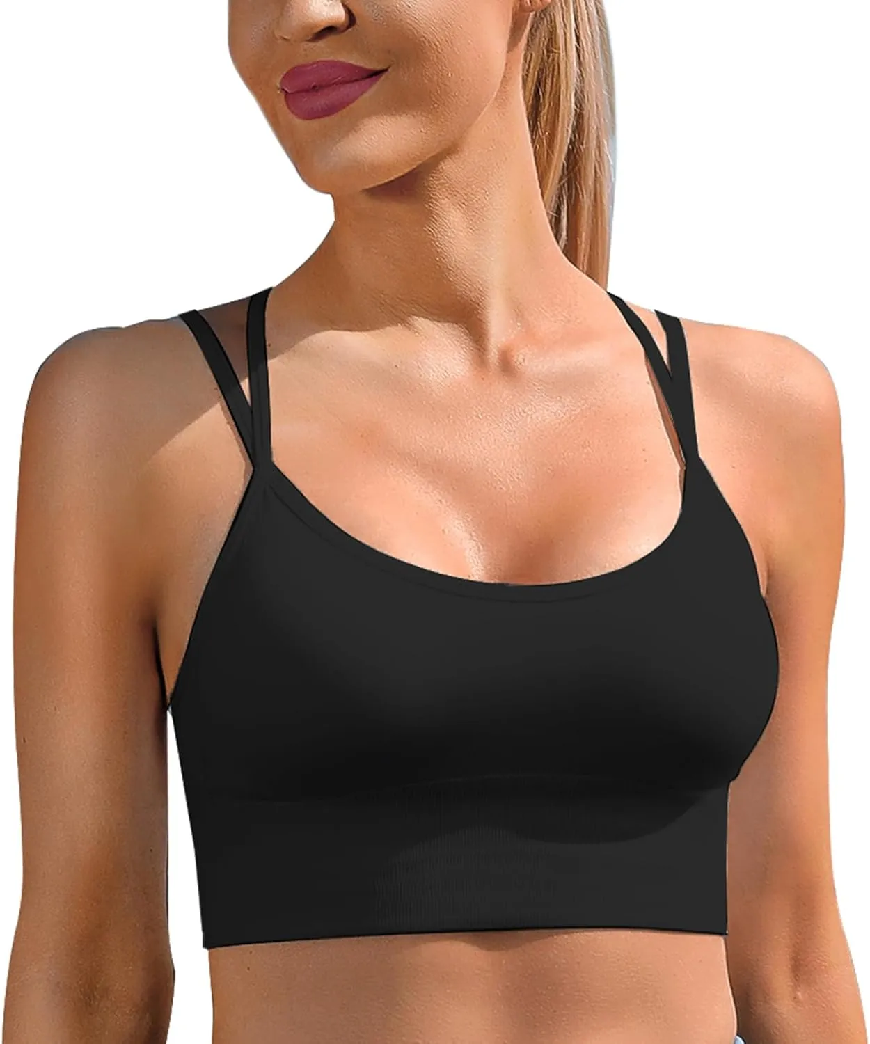 Sykooria 3 Pack Strappy Sports Bra for Women Sexy Crisscross for Yoga Running Athletic Gym Workout Fitness Tank Tops