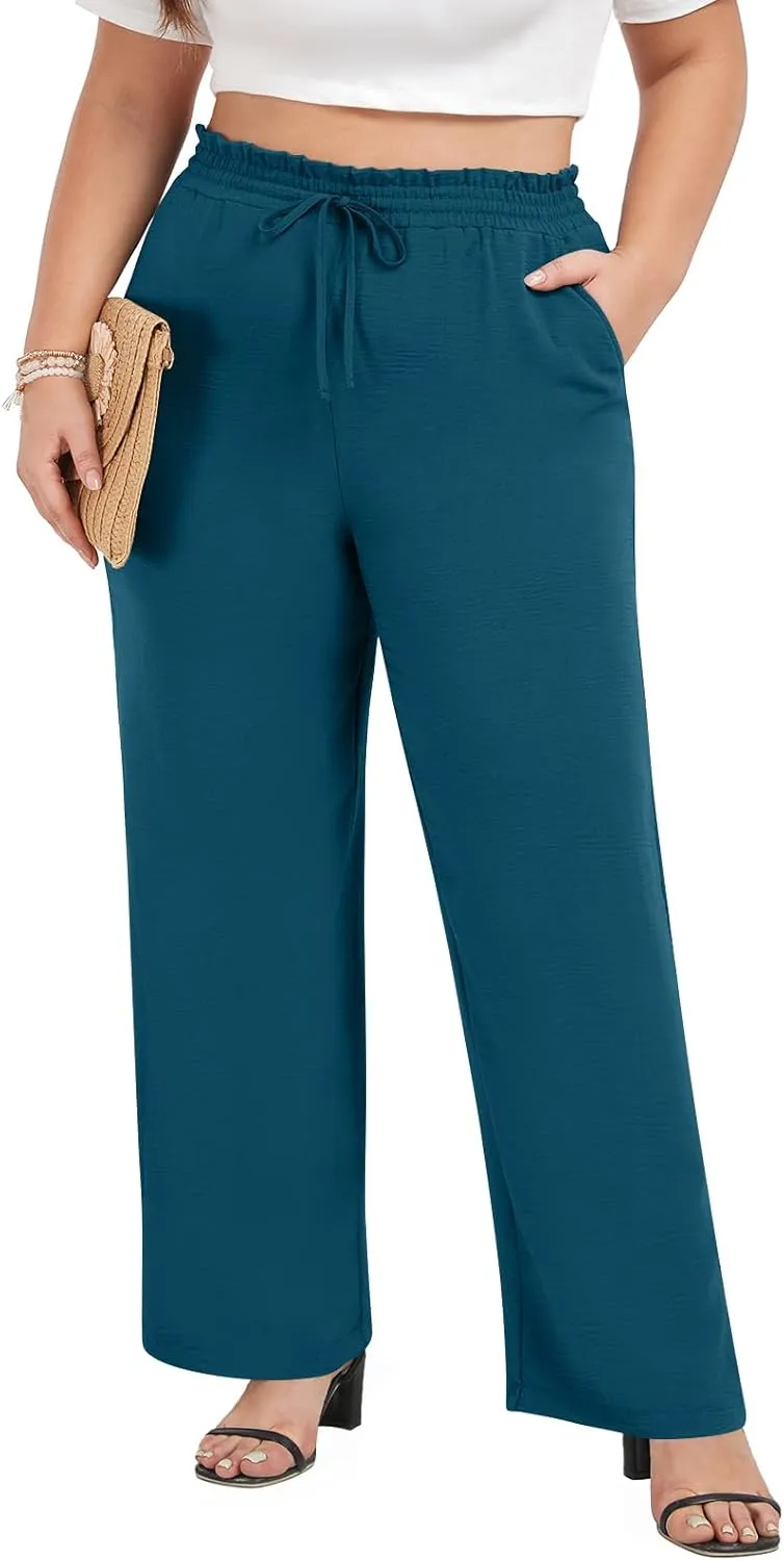 syoss Women's Pants High Waist Adjustable Knot Lounge Pants with Pockets