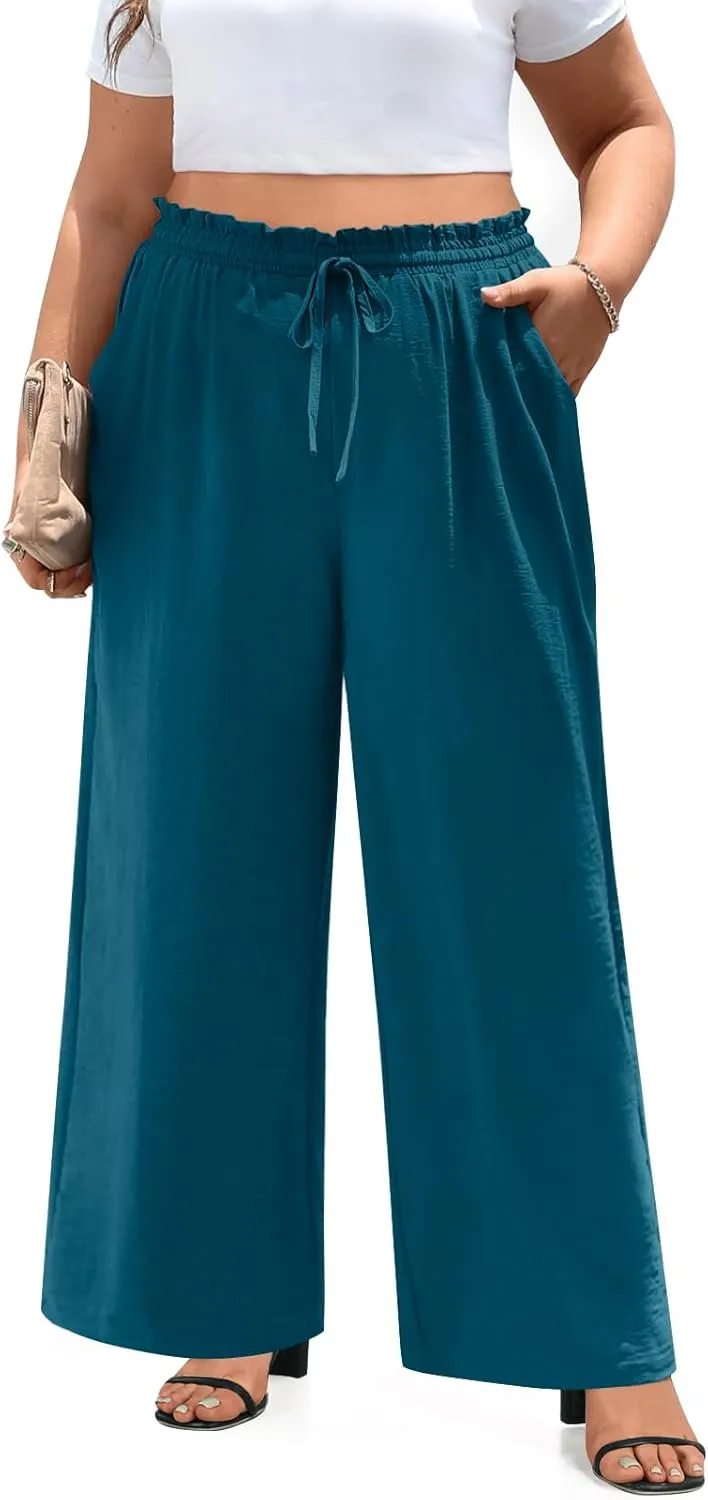 syoss Women's Pants High Waist Adjustable Knot Lounge Pants with Pockets