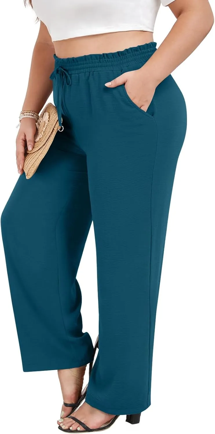 syoss Women's Pants High Waist Adjustable Knot Lounge Pants with Pockets