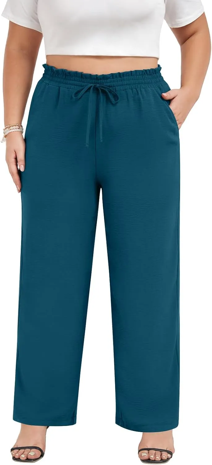 syoss Women's Pants High Waist Adjustable Knot Lounge Pants with Pockets