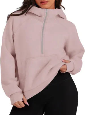 TAKEYAL Womens Plus Size Hoodies Oversized Sweatshirts Half Quarter Zip Pullover Long Sleeve Fall Outfits With Pocket