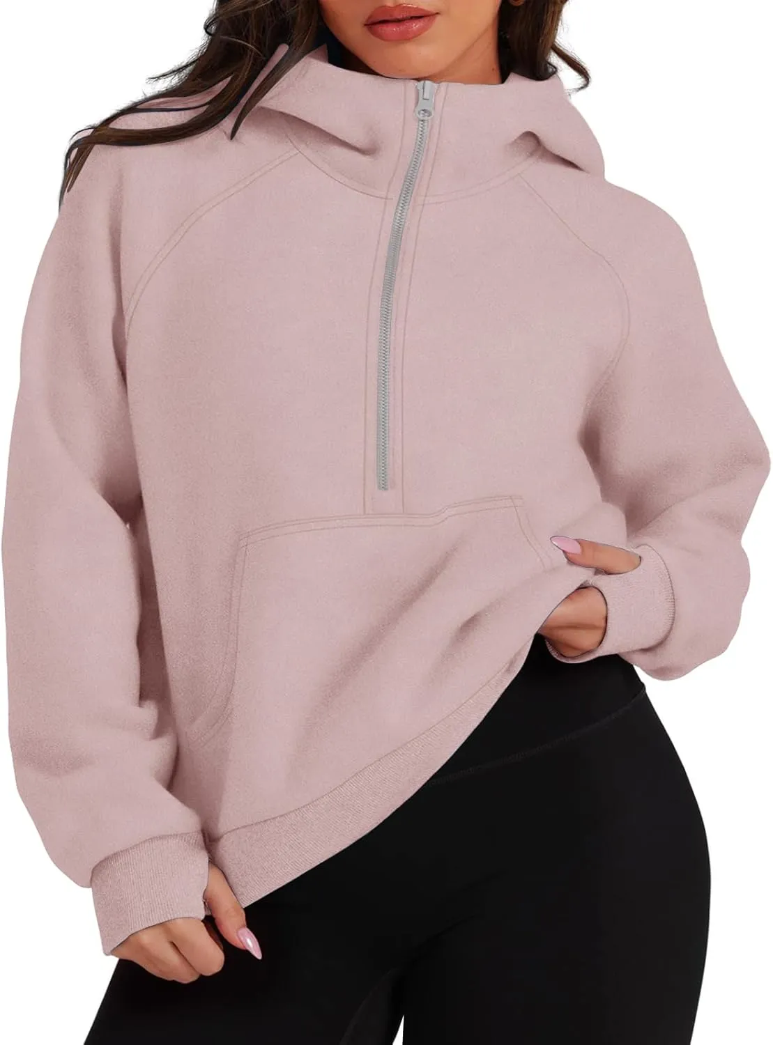TAKEYAL Womens Plus Size Hoodies Oversized Sweatshirts Half Quarter Zip Pullover Long Sleeve Fall Outfits With Pocket