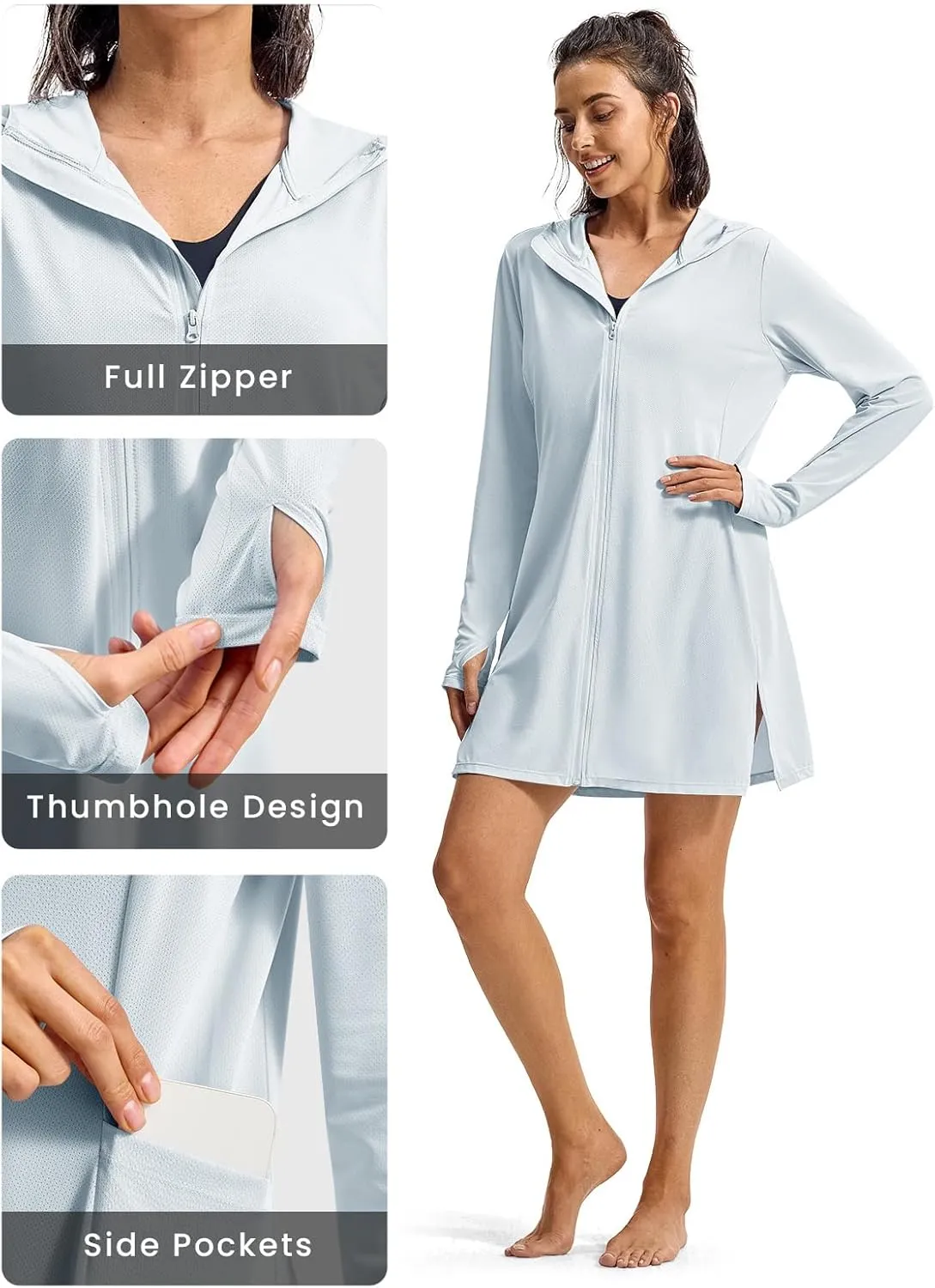 TBMPOY Women's Swim Cover Up UPF 50  Sun Protection Long Hoodie Jacket SPF Lightweight Beach Swimwear Coverups 2025