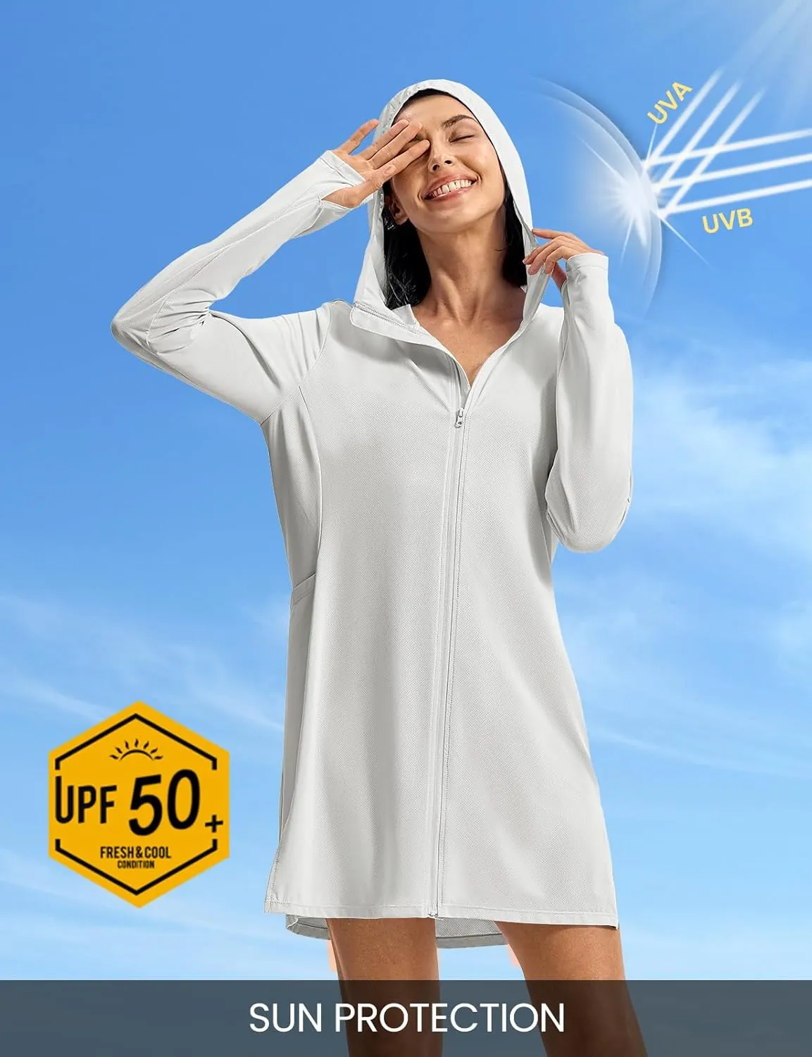 TBMPOY Women's Swim Cover Up UPF 50  Sun Protection Long Hoodie Jacket SPF Lightweight Beach Swimwear Coverups 2025
