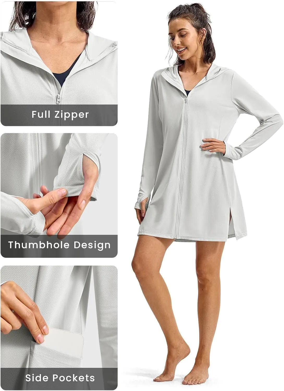 TBMPOY Women's Swim Cover Up UPF 50  Sun Protection Long Hoodie Jacket SPF Lightweight Beach Swimwear Coverups 2025