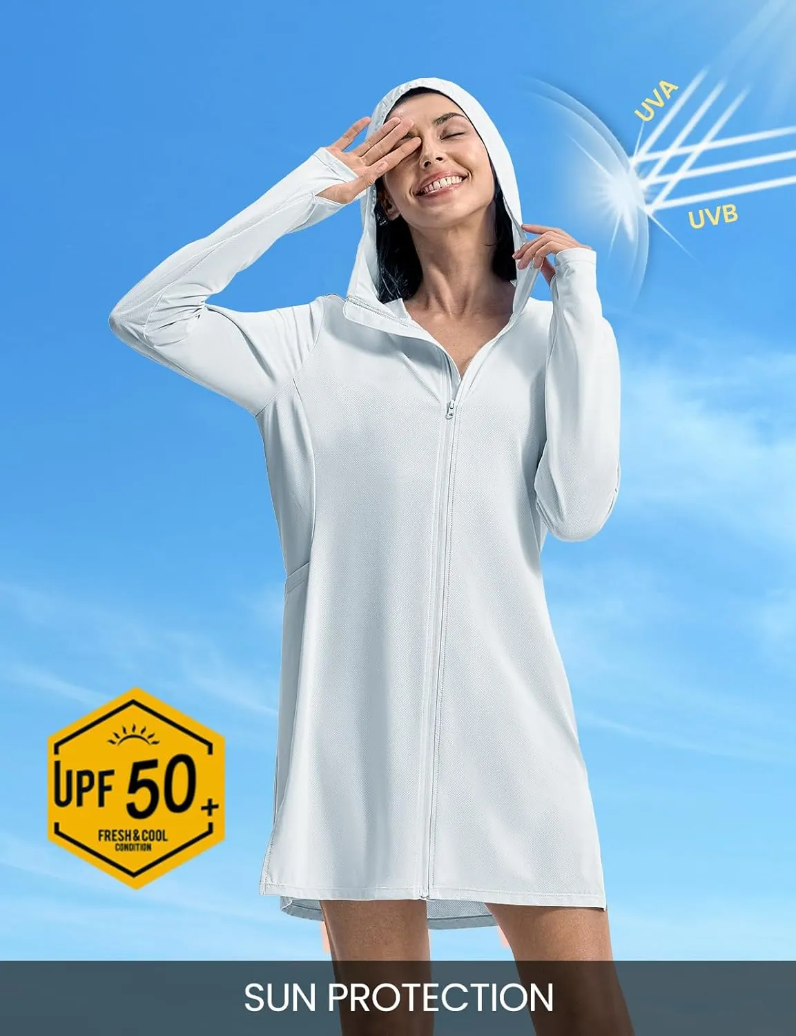TBMPOY Women's Swim Cover Up UPF 50  Sun Protection Long Hoodie Jacket SPF Lightweight Beach Swimwear Coverups 2025