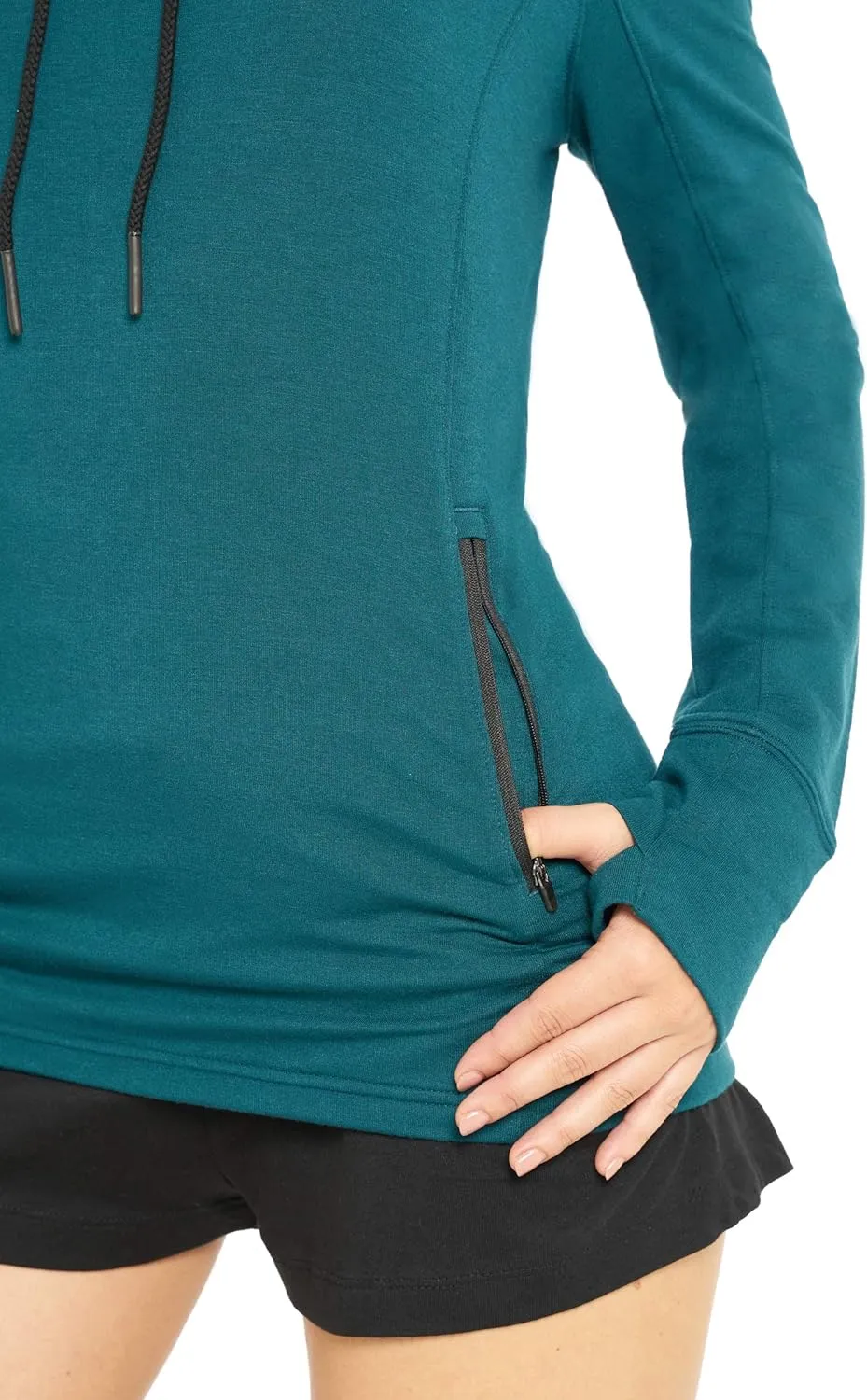 Three Sixty Six Dry Fit Running Pullover Womens - Fleece Cowl Neck Run Sweater Jacket - Zip Pockets and Thumbholes