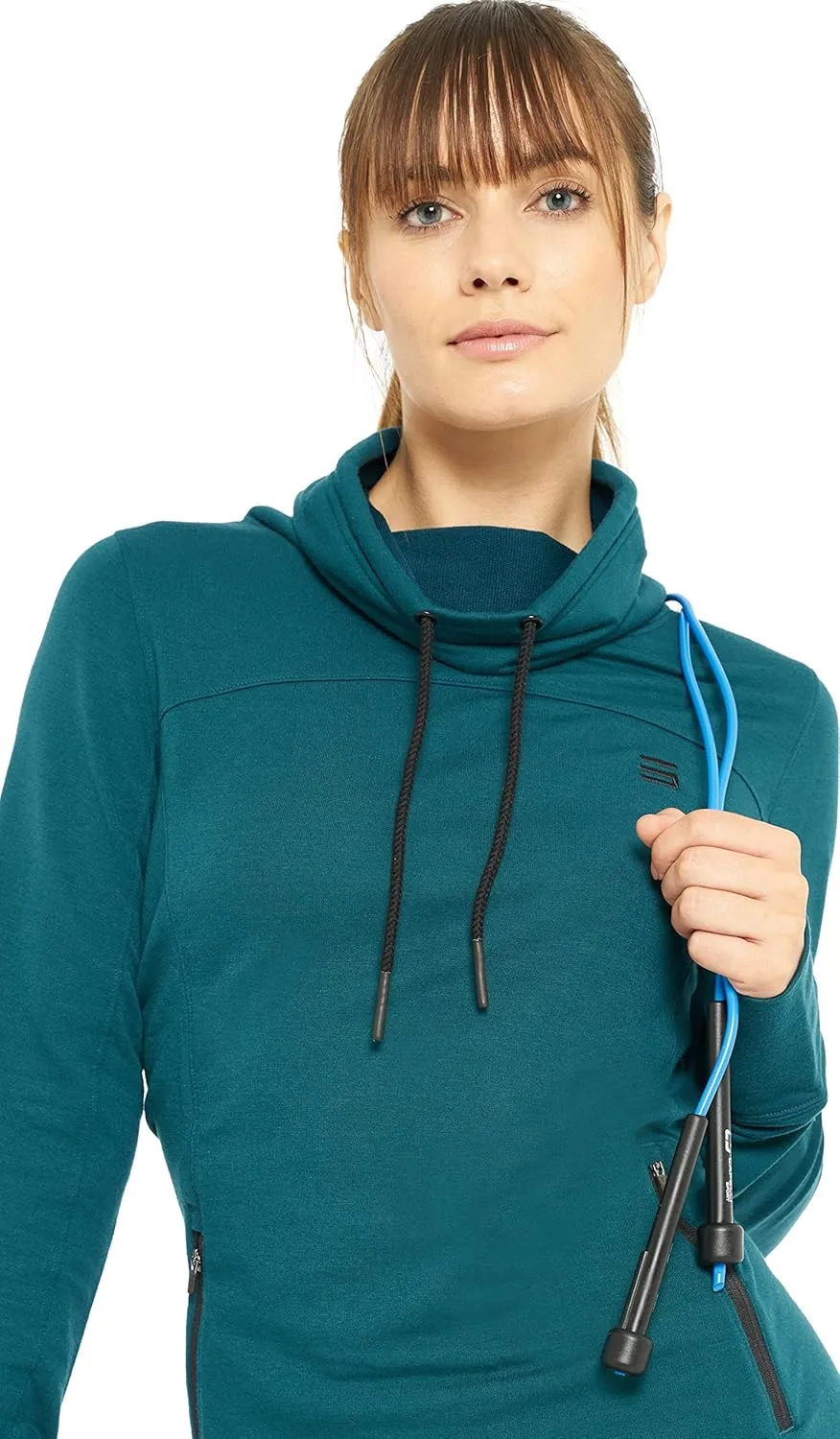 Three Sixty Six Dry Fit Running Pullover Womens - Fleece Cowl Neck Run Sweater Jacket - Zip Pockets and Thumbholes