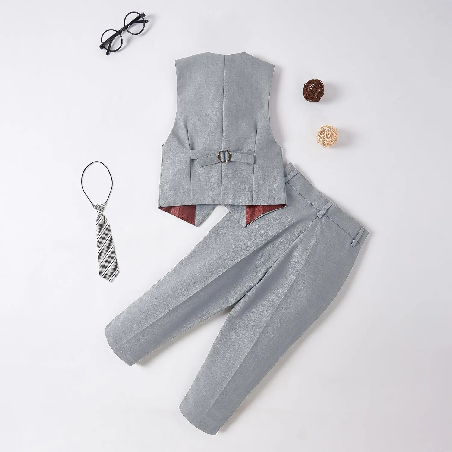 Toddler Suit for Boys Tuxedo Suit Vest and Pants Set Gentleman Outfits Infant Baby Boys Clothes Sets
