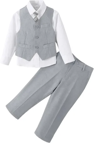 Toddler Suit for Boys Tuxedo Suit Vest and Pants Set Gentleman Outfits Infant Baby Boys Clothes Sets