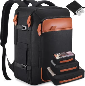 Travel Backpack, 17Inch Laptop Backpack, Carry-on Approved Bag for Men & Women, Waterproof Luggage with Packing Cubes, Shoe Pocket, Personal Item Size for Flights