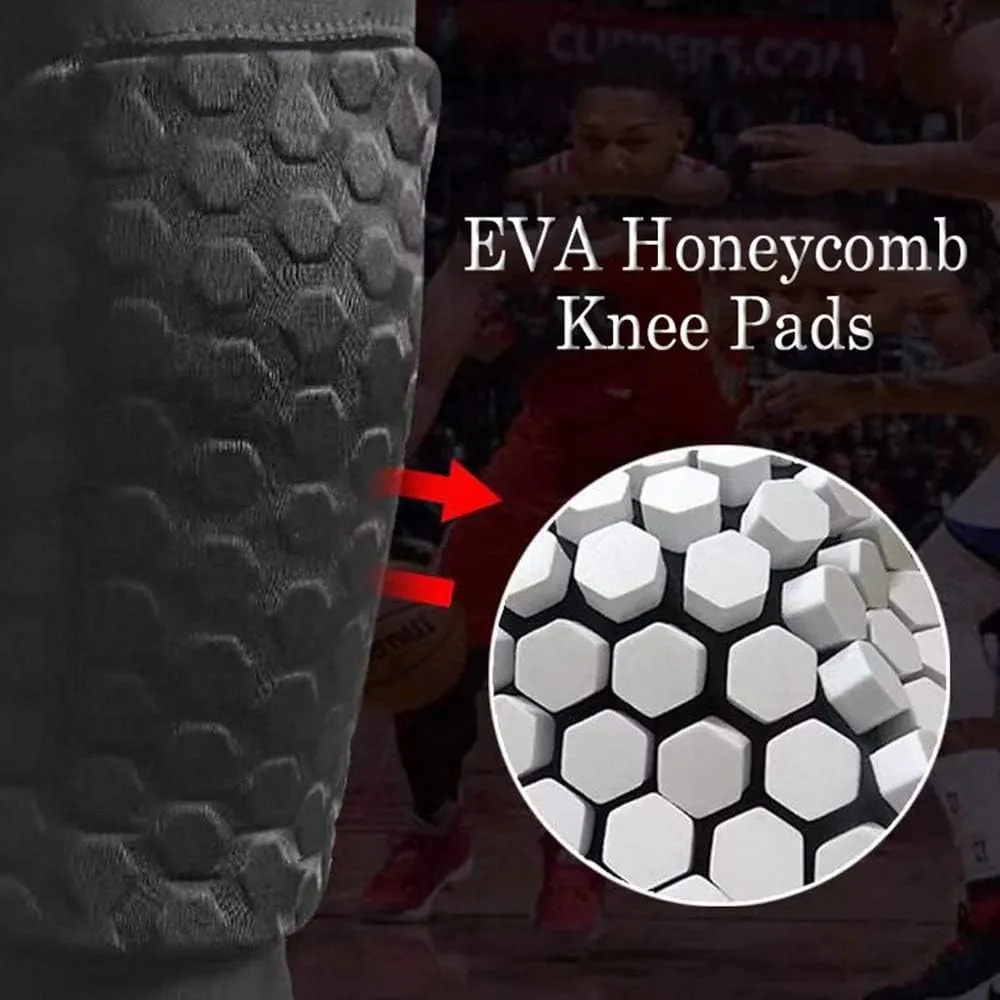 Unlimit Basketball Pants with Knee Pads, Black Knee Pads Compression Pants, 3/4 Capri Leggings