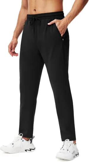 URBEST Men's Stretch Golf Pants with Zipper Pockets Slim Fit Athletic Sweatpants for Men Workout Travel Running