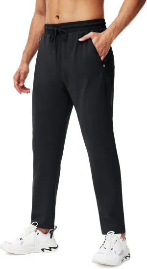 URBEST Men's Stretch Golf Pants with Zipper Pockets Slim Fit Athletic Sweatpants for Men Workout Travel Running