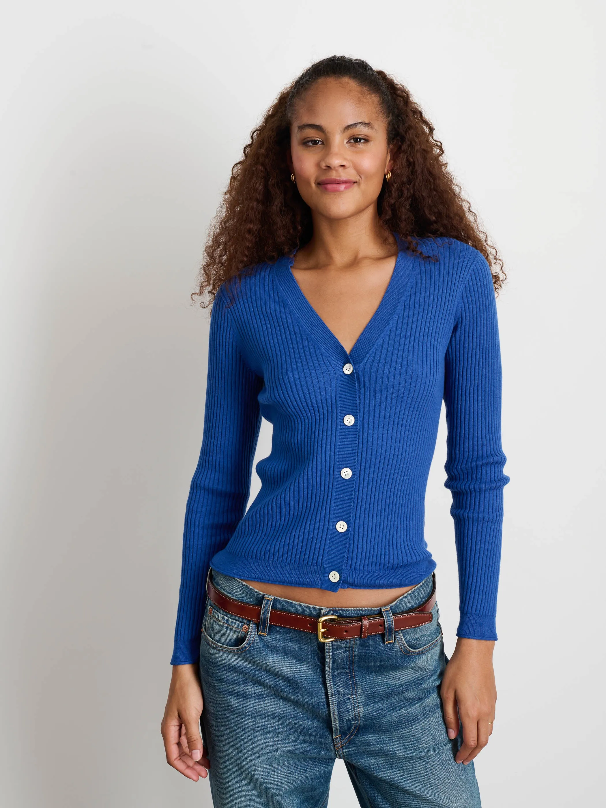 V-Neck Ribbed Cardigan