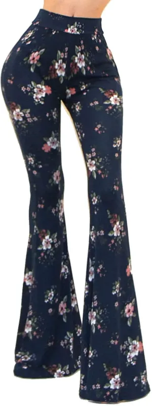 Vivicastle Women's USA Boho Solid Hippie Wide Leg Flared Bell Bottom Pants