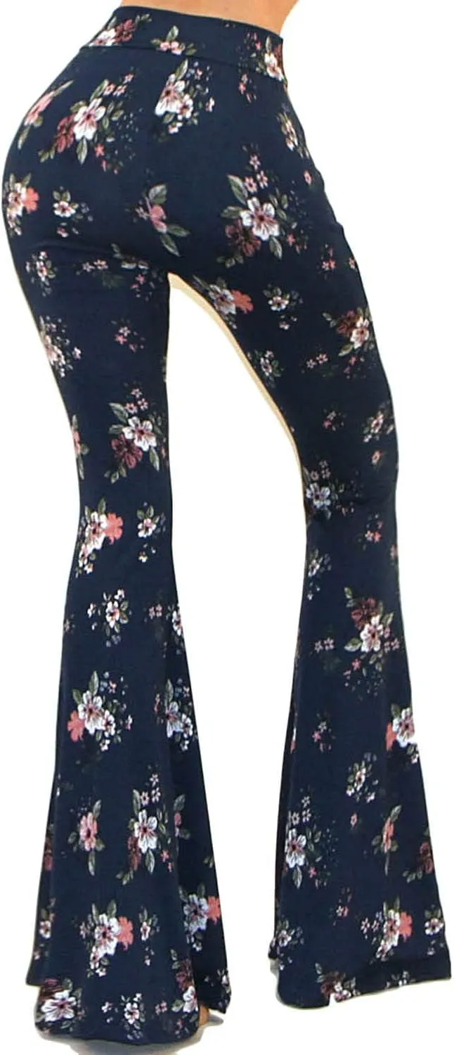 Vivicastle Women's USA Boho Solid Hippie Wide Leg Flared Bell Bottom Pants