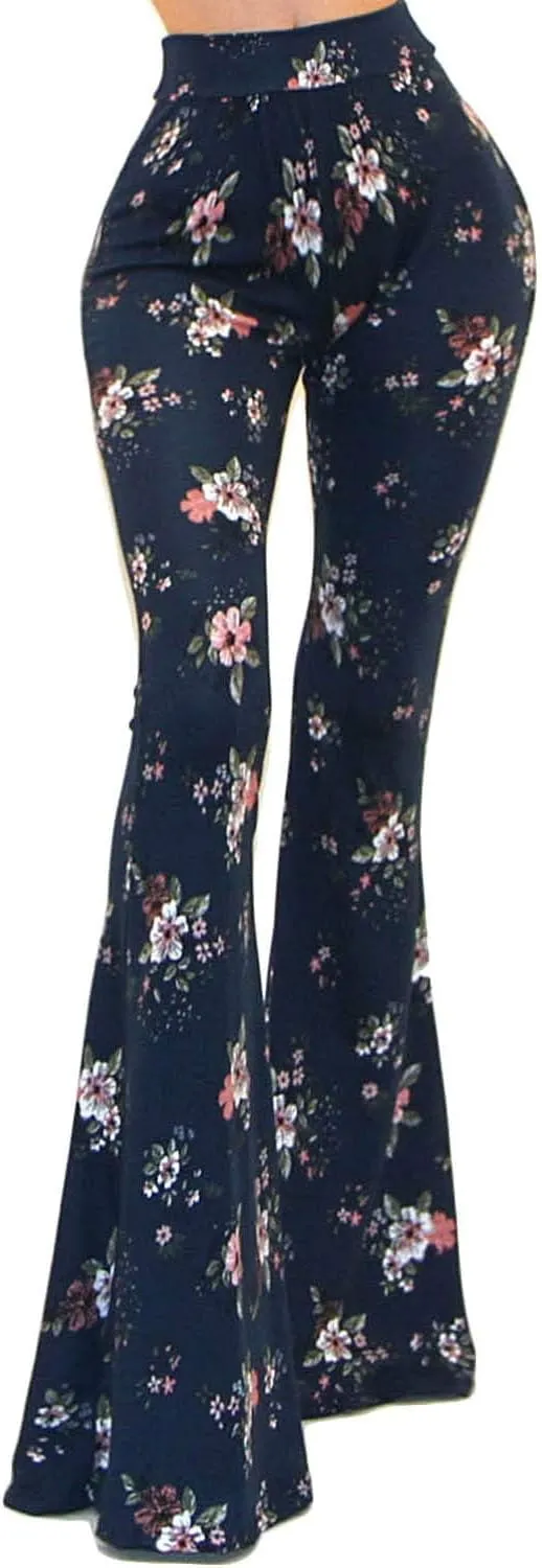 Vivicastle Women's USA Boho Solid Hippie Wide Leg Flared Bell Bottom Pants