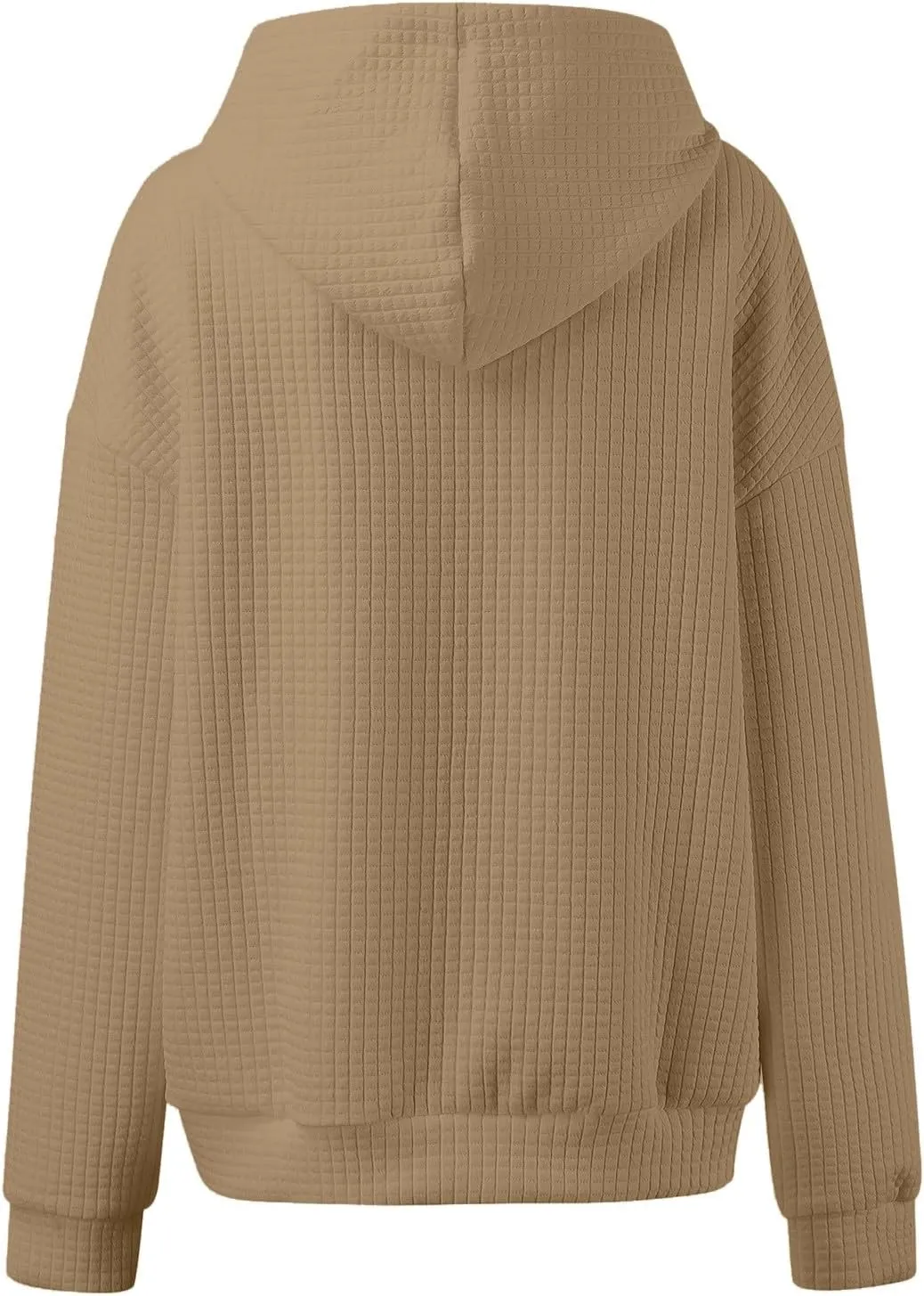 Waffle Knit Oversized Hoodies for Women with Pocket - Fall Sweatshirt 2024