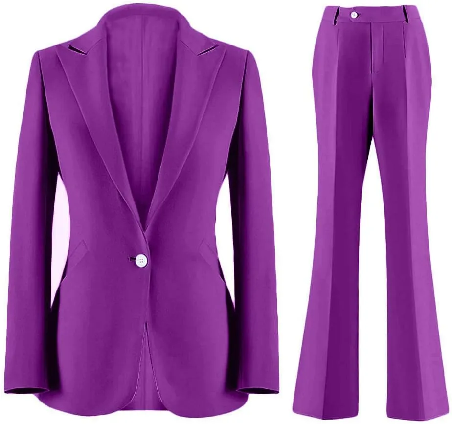 Wemaliyzd Women's Suits 2 Piece Work Office Peak Lapel Slim Fit Office Lady Blazer Pants