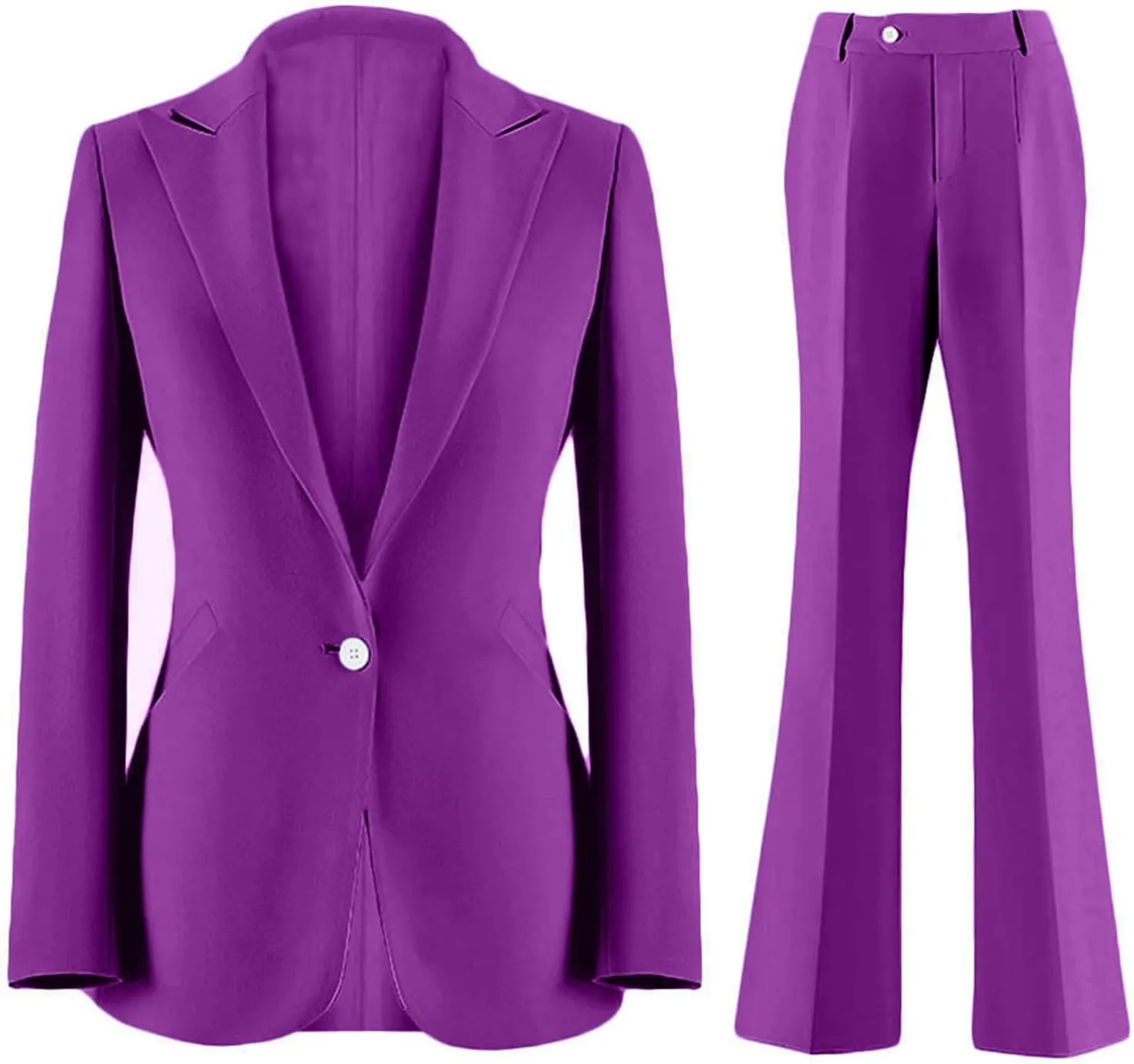Wemaliyzd Women's Suits 2 Piece Work Office Peak Lapel Slim Fit Office Lady Blazer Pants