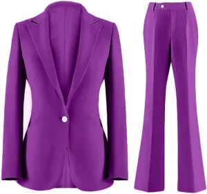 Wemaliyzd Women's Suits 2 Piece Work Office Peak Lapel Slim Fit Office Lady Blazer Pants