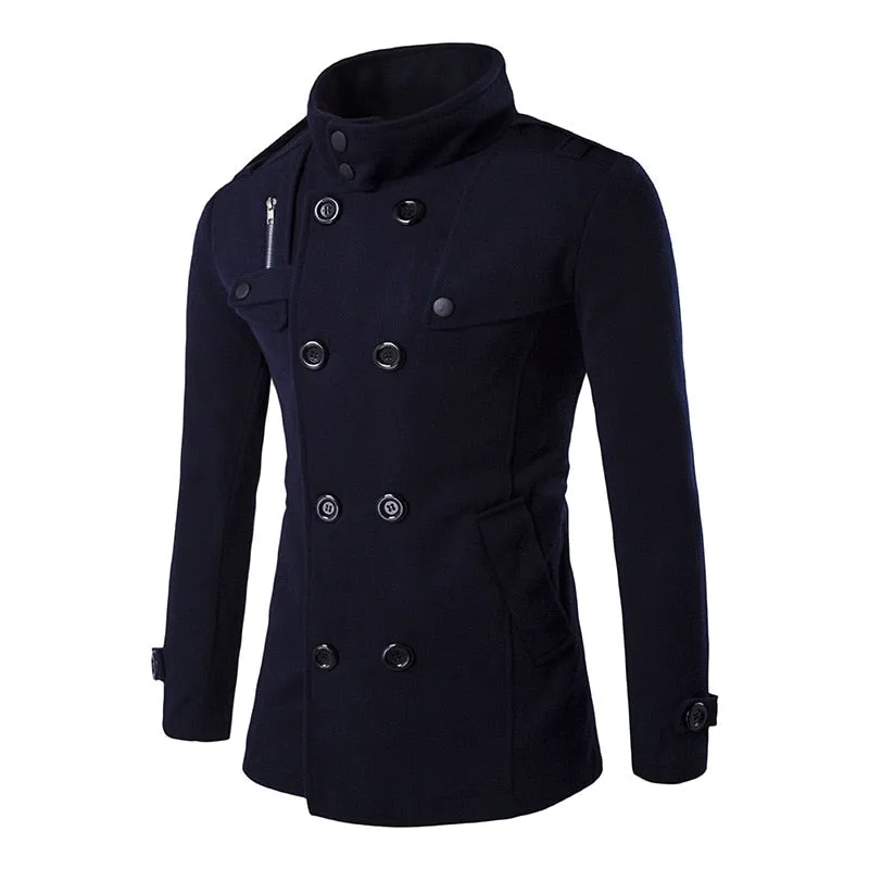 West Louis England Business Double Breasted Trench Coat