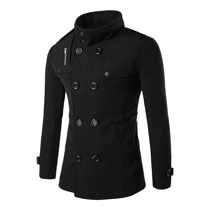 West Louis England Business Double Breasted Trench Coat