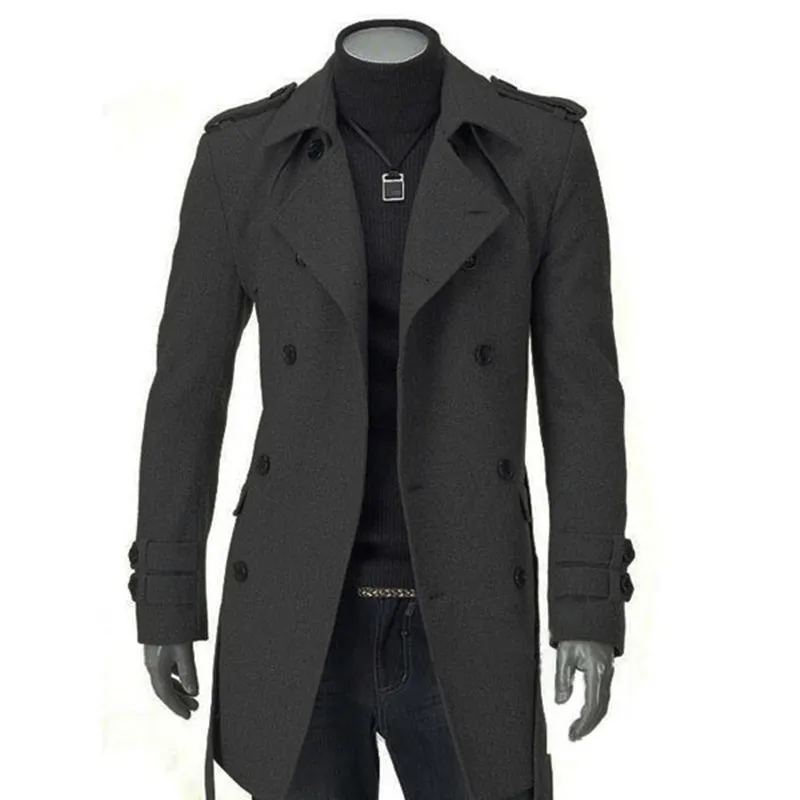 West Louis Faux Wool Trench Business Long Coat