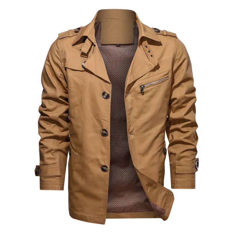 West Louis Lapel Fashion Single Breasted Trench Coat