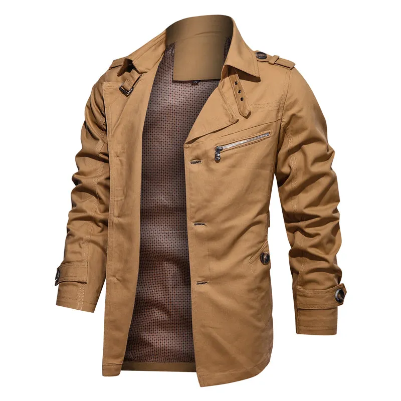 West Louis Lapel Fashion Single Breasted Trench Coat
