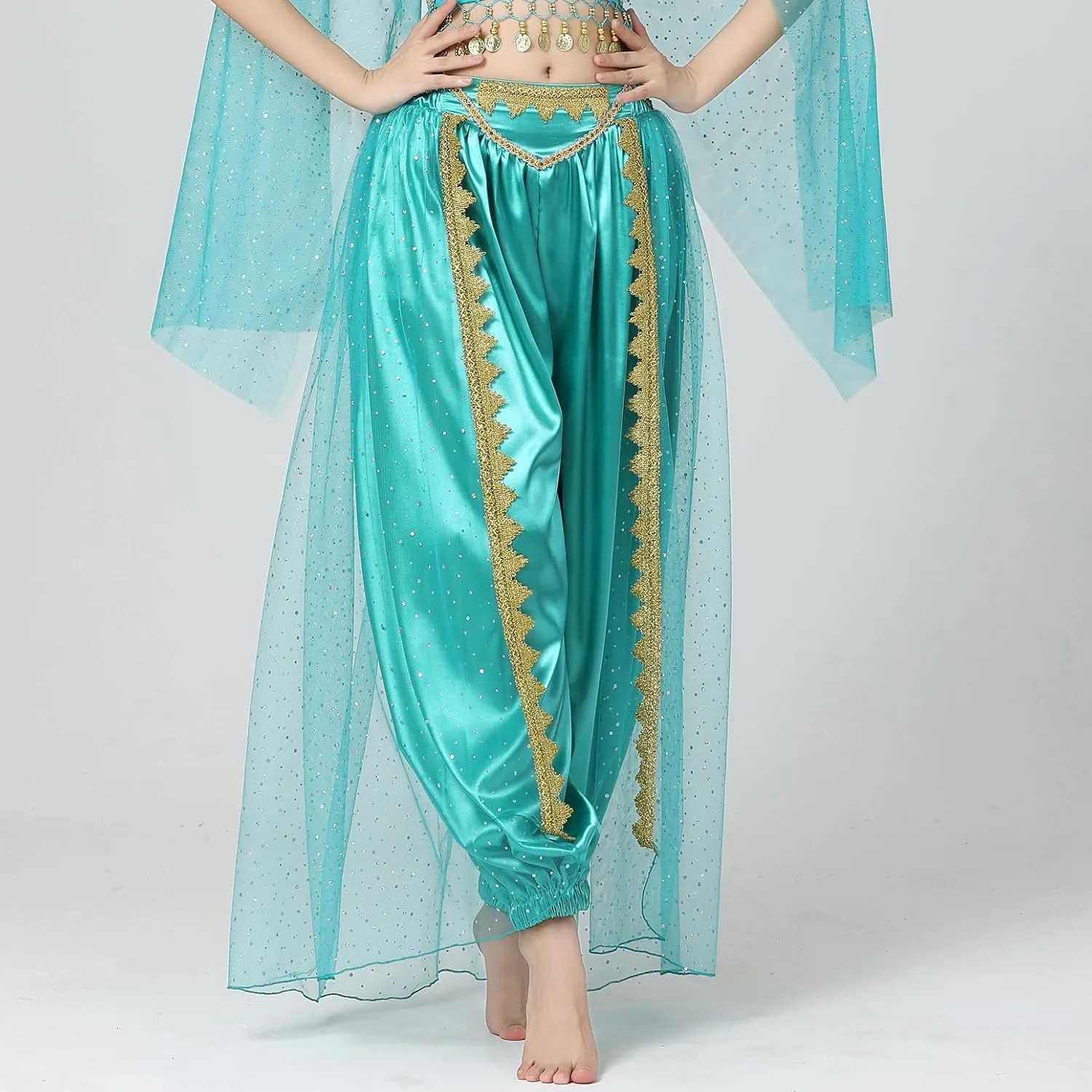 Whitewed Adult Princess Jasmine Inspired Belly Dance Costume Harem Pants