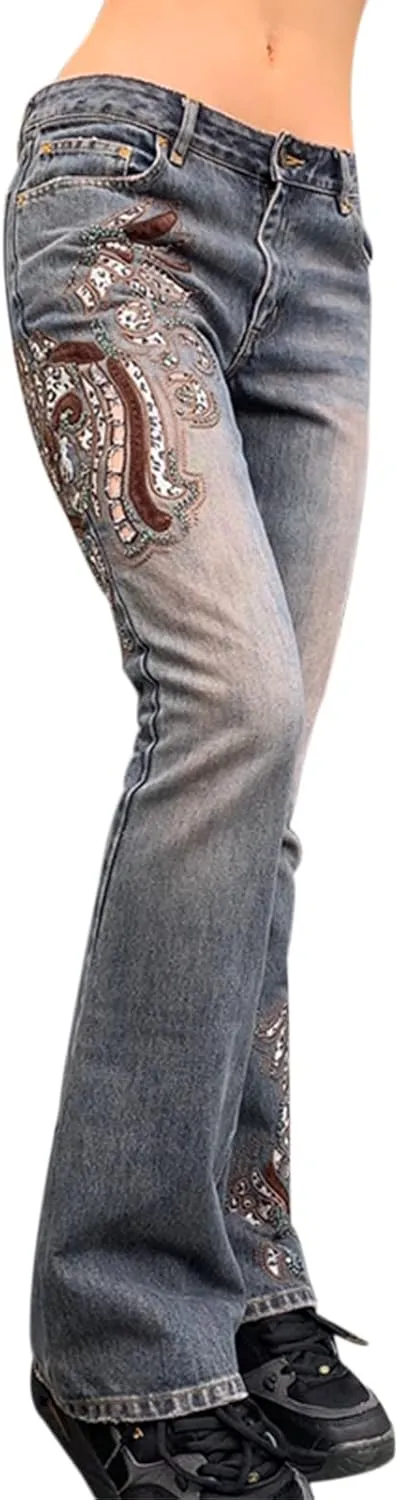Women Baggy Jeans Y2K High Waist Straight Pants Vintage Wide Leg Denim Trousers Streetwear