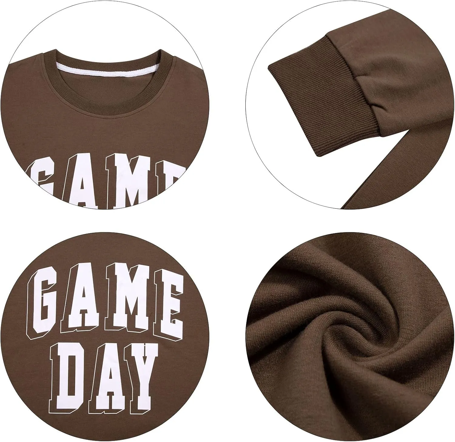Women Game Day Sweatshirt Football Fan Game Day Shirt Letter Print Long Sleeve Casual Top