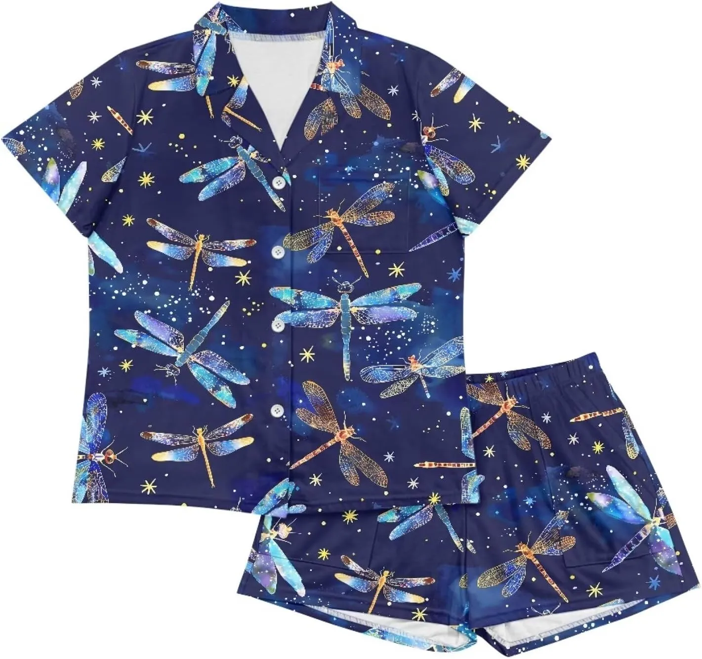 Women Pajamas Set Bride Pajamas Short Sleeve Sleepwear Button Down Lounge Sets Nightwear Soft Pjs with Pockets