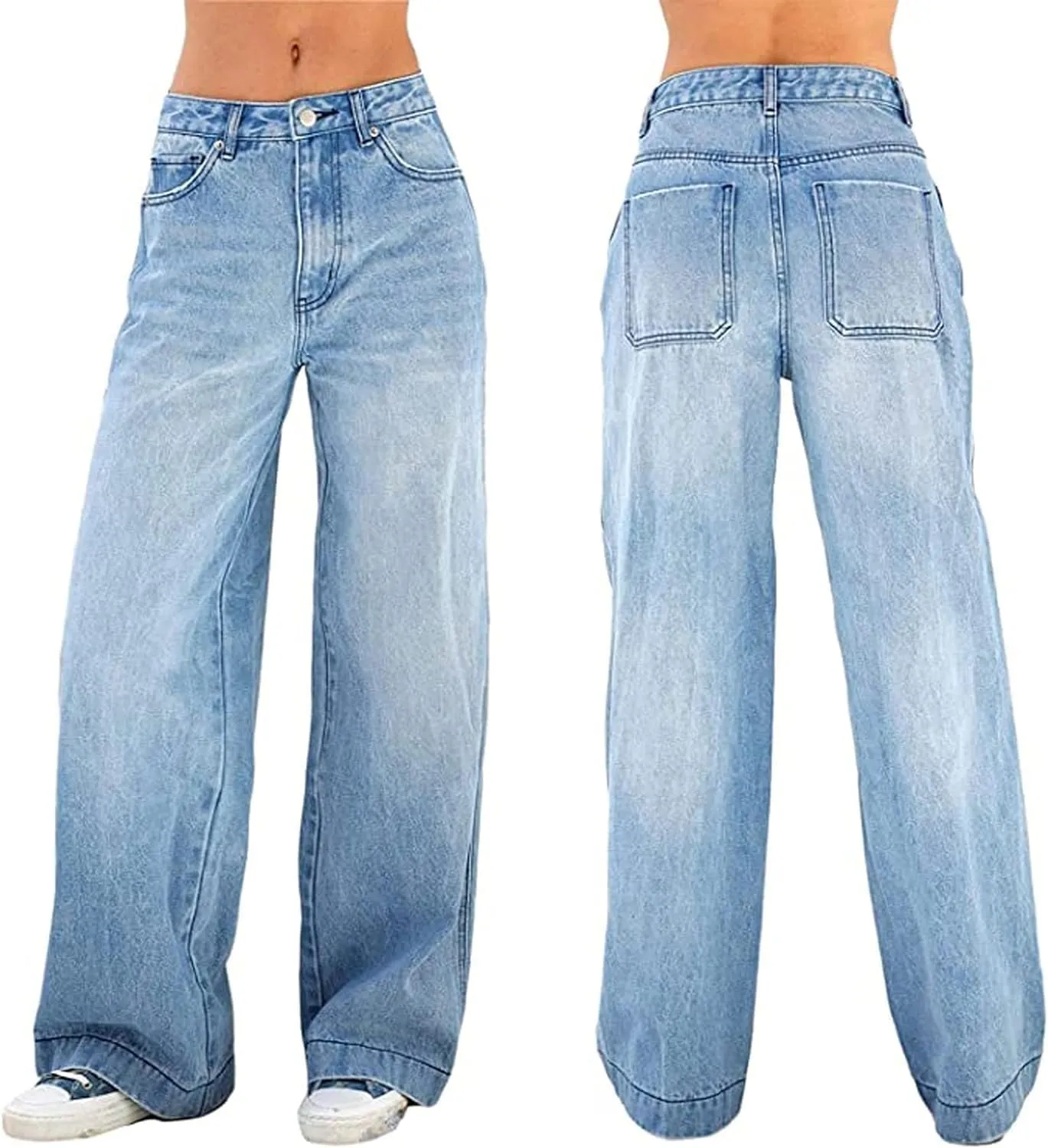 Women Wide Leg Jeans Baggy Denim Pants High Waist Loose Straight Trousers and Girl Streetwear